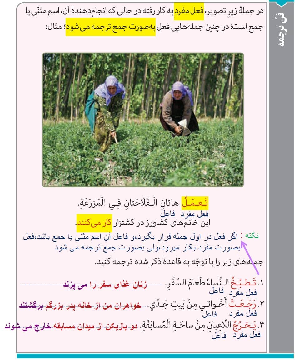 گام به گام درس هفتم 7 عربی هشتم